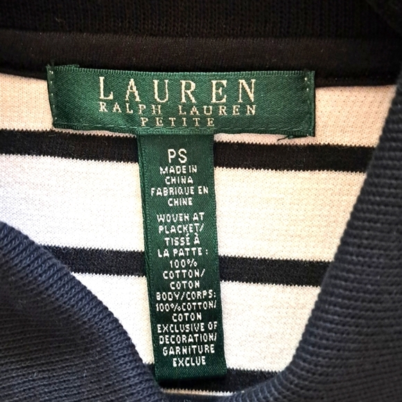 [Lauren Ralph Lauren] Black and White Striped Toggle Lightwight Sweater Size SP - Picture 4 of 8